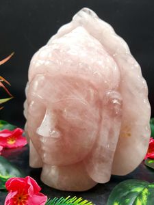 Cabeza/Rostro de Buda de Cuarzo Rosa - tallado artesanal del sereno rostro del Señor Buda - cristal/reiki/curación - 8 pulgadas y 3 kg - Product Image 2