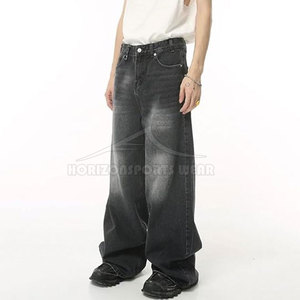 Wholesale Price High Quality Trendy Casual Baggy <b>Jeans</b> for Men Mid Waist Straight Leg Breathable Eco-Friendly 100% Cotton Autumn - Product Image 5