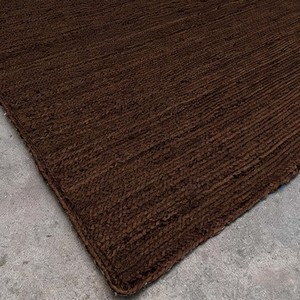 Handmade Brown Solid Jute Area Rug Rectangle Braided Non Slip Living Room Floor Carpet Natural Fiber Woven Traditional Style - Product Image 4