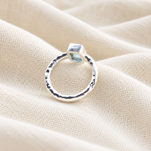 Minimalist 925 Silver <b>Ring</b> with Emerald Cut Blue Topaz Gemstone <b>Statement</b> Jewelry <b>for</b> <b>Women</b> Any Occasion Wear - Product Image 6