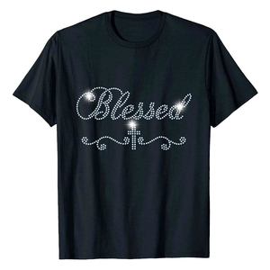 เสื้อยืดผู้ชายประดับเพชรหรูหรา ดีไซน์ตกแต่งด้วยเพชร น้ำหนักเบา สวมใส่สบาย ลำลอง แขนสั้น คอกลม - Product Image 2
