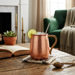 Taza de Cobre Puro Martillado con Asa de Latón |   Taza de Cobre 100% Puro para Agua, Cerveza, Moscow Mule y Ayurveda - Product Image 2