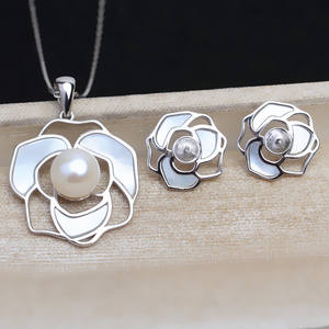 Ensemble de 5-6 boucles d'oreilles en argent S925, fleur en coquille, DIY, perle, pendentif vide, pendentif rose, accessoires de bijoux, composants - 5393 - Product Image 1