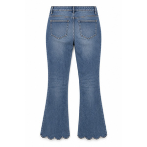Jeans de Mezclilla de Cintura Alta y Pierna Ancha para Mujer, Corte Bootcut con Dobladillo Acampanado, Color Azul Pizarra, Tallas XS-6XL - Product Image 2