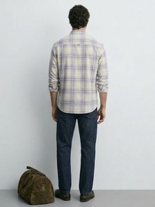 Men's Plaid Casual Shirt Full Sleeve Turn-<b>down</b> Collar Double Breasted Breathable Cotton Summer Wear - Product Image 3
