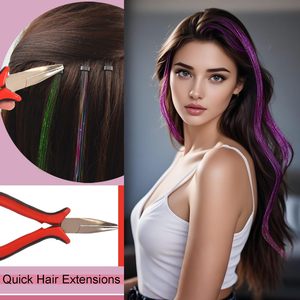 คีมต่อผมแบบโค้งงอ สีแดงดำ ด้ามจับโลหะ ยาว 12.5 ซม. สำหรับติดตั้งและถอดออก - Product Image 5