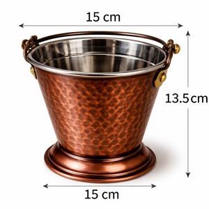 Antique Hammered Gravy Bucket with <b>Handle</b> | Stainless Steel Interior & <b>Copper</b> Finish | Eco-Friendly Durable 15cm - Product Image 6