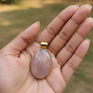 AAA Quality Natural Rose Quartz Gold Plated Brass Pendant Handmade Link Chain <b>Wedding</b> Pink Crystal Gemstone Jewelry <b>20</b>% Off - Product Image 1