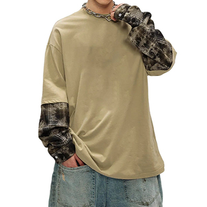 เสื้อยืดแขนยาวทรงโอเวอร์ไซส์ผ้าฝ้ายสองชั้น ล้างสีแบบแอซิดวอช คุณภาพสูงสั่งทำพิเศษสำหรับผู้ชาย - Product Image 3