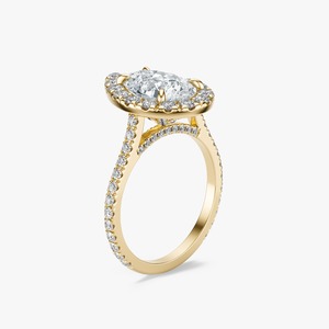 Anillo de Compromiso Clásico con Halo de Diamantes Cultivados en Laboratorio con Corte Esmeralda en Oro de 14K, Joyería Fina para Bodas y Fiestas - Product Image 4
