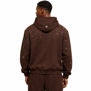 Sweat-shirts à capuche premium ornés de strass pour hommes, en molleton de coton épais, coupe oversize, style streetwear, logo personnalisé, fourniture OEM - Product Image 4