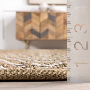 Ensemble de décoration côtière de tapis de zone de jonc de mer rayé géométrique tissé à la main - Product Image 4