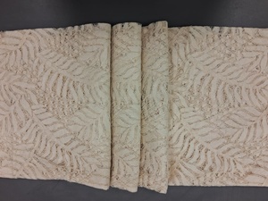 Wholesale Factory Premium Cream <b>Net</b> <b>Fabric</b> with Leaf Pattern-All Over Fern & Palm Motif Stretch Lace Material for Designer Dress - Product Image 5