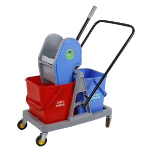 Double Bucket <b>Mop</b> Cart Red And Blue 21-25L With Side Press Mechanism - Product Image 2