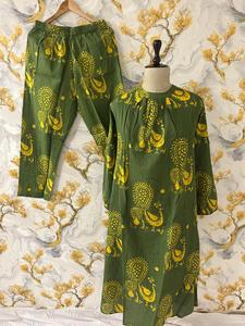 Designer Discharge Print Kaftan Style Cotton <b>Kurti</b> With Pant Set - Product Image 4