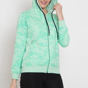 Sweat-shirt à capuche zippé en mélange de coton pour femme, avec poches, respirant et confortable, vente en gros - Product Image 3