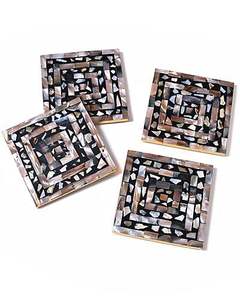 Sous-verres en MDF avec incrustation de nacre, style frais, à prix abordable - Product Image 4