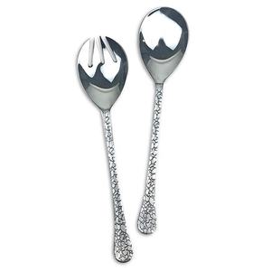 Juego de servicio de ensaladas con mango de latón y plata, conjunto de servicio de comida, de acero inoxidable, venta al por mayor - Product Image 1