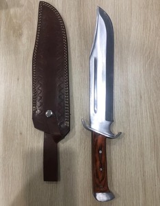 Cuchillo para exteriores con hoja de acero D2, mango de madera y funda de cuero, cuchillo personalizado - Product Image 1