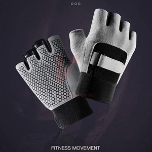 Unisex <b>Half</b> Finger PU Leather Fitness Gloves Non <b>Slip</b> Adjustable Wrist Strap Gym Workout Training Grip Gloves training grip - Product Image 4