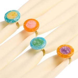 Handmade Resin Napkin Ring Set With Crystal Stone Texture For Modern Wedding <b>Table</b> Decorations - Product Image 2