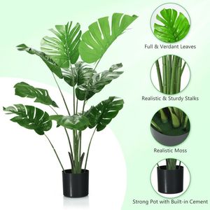 Set di 2 Alberi Artificiali di Monstera Deliciosa con 10 Foglie di Diverse Dimensioni - Product Image 4