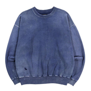 เสื้อสเวตเชิ้ตคอกลมทรงโอเวอร์ไซส์สำหรับผู้ชาย ย้อมสีแบบ Garment Dyed ผ้าฝ้ายถัก 100% สีพื้น ใส่ได้ในฤดูใบไม้ร่วง ทรงปกติ แบบสวมหัว มีจำหน่าย - Product Image 1