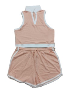 Ensemble short 2 pièces à carreaux pour filles, sans manches, double couche, col rond, 100 % coton, robes décontractées d'été, séchage rapide, teinture en pièce - Product Image 6