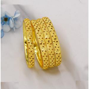 Elegante 24K chapado en oro indio diseño nupcial brazaletes de moda único 4PC pulsera conjunto para mujeres y niñas - Product Image 6