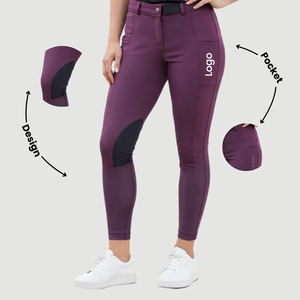 กางเกงขี่ม้าพรีเมียมพร้อมแผ่นรองเข่าแบบพลัม - Product Image 5