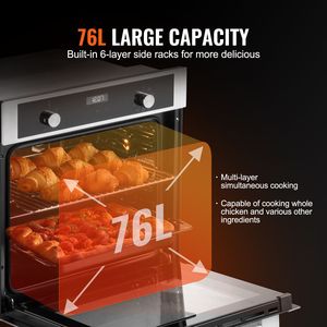 Forno Elettrico da Incasso da 24 Pollici con 9 Funzioni di Cottura e Capacità di 2800W 2,68 Cu.Ft (60L), Timer di Cottura, Forno Singolo da Parete - Product Image 3