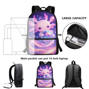 Sac à dos Splendid Apparel Axolotl Galaxy Print, imperméable, avec doublure en maille, en polyester, fermeture éclair, portable, multi-usages - Product Image 5