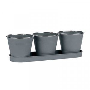 Ensemble de pots de fleurs classiques en métal galvanisé de style farmhouse, avec plateau, pour la décoration intérieure et extérieure du jardin, taille personnalisée - Product Image 3