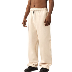 <b>Men's</b> <b>Cream</b> Cotton Sweatpants Elastic Waist Drawstring Casual Joggers Midweight Knitted Pants Autumn Style - Product Image 2