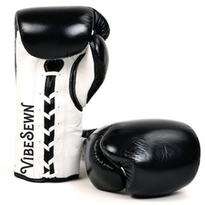 Vente flash : Gants de boxe à lacets de haute qualité à prix bas, gants de compétition en cuir noir, personnalisables, fabrication OEM. - Product Image 1