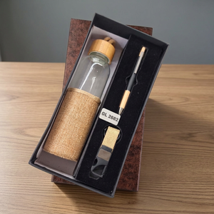 Corporate <b>Gift</b> Set Glass Water Bottle Metal Pen Bottle Opener <b>Gift</b> Box Office Employee New Business Promotional <b>Gift</b> Set - Product Image 3