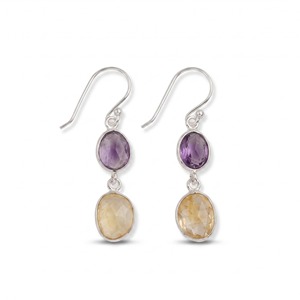 Pendientes Colgantes de Amatista y Citrino Naturales, Plata de Ley 925, Hechos a Mano, con Piedras Preciosas, Elegantes, para Regalo - Product Image 6