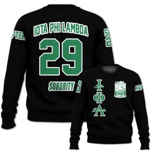 Iota Phi Lambda Custom Varsity Jacket Personalized Black Mix Emerald Green Iota Phi Lambda Sorority <b>Sweater</b> - Product Image 4