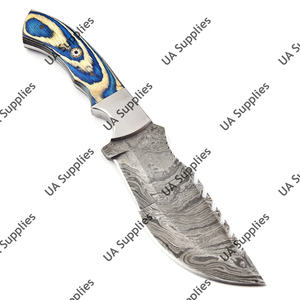 มีดสกินเนอร์เหล็กดามัสกัสเกรดอุตสาหกรรม สำหรับงานหนัก ใช้งานกลางแจ้ง ล่าสัตว์ ตั้งแคมป์ พกพาประจำวัน ด้ามไม้ปักก้า พร้อมใบมีดเหล็กอเนกประสงค์ - Product Image 2