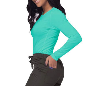 T-shirt sous-blouse à manches longues pour femmes, imprimé et brodé, accessoire de mode médical pour infirmières - Product Image 1