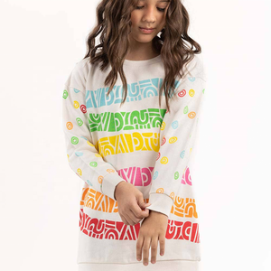Sudadera extragrande pesada personalizada de algodón para niños pequeños, forro polar con diseño de bordado de flores, patrón sólido tejido - Product Image 6