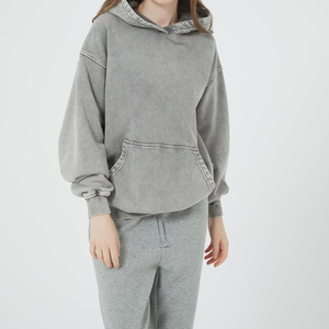 Women's Casual Acid Wash Fleece Hoodies Wholesale Customizable Front Digital Printing Plain Dyed <b>for</b> Winter Season Use OEM - Product Image 2