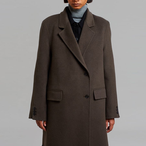 Abrigos de lana largos sin cuello para mujer, chaqueta de invierno para mujer - Product Image 1