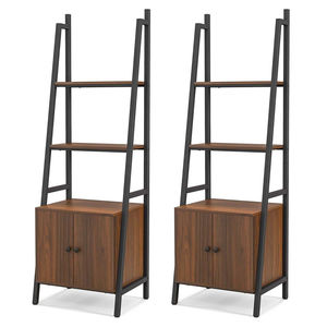 Étagère à livres vintage en forme d'échelle avec 3 tiroirs et structure métallique, étagère de rangement à 4 niveaux, bibliothèque en bois, étagère de présentation sur pied - Product Image 4