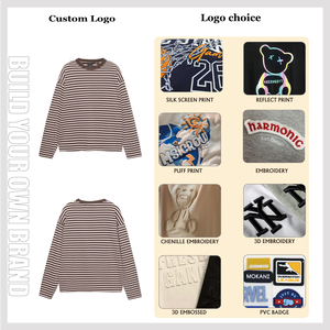 เสื้อสเวตเชิ้ต OEM 2026 แขนยาว ผ้าฝ้าย 100% สไตล์ลำลอง คอวี ไหล่ตก ลายทาง ปักโลโก้ได้ เนื้อผ้าหนา - Product Image 4