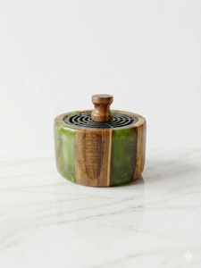 New Arrival Handcrafted Natural Wooden Epoxy Resin Bakhoor <b>Burner</b> Shaped Traditional Charcoal Cone Resin Incense Sandalwood - Product Image 5