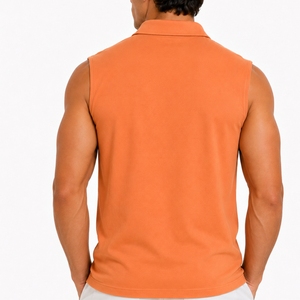 Polo sin mangas para hombre, camiseta informal de algodón relajado con cremallera frontal, diseño de punto transpirable, tacto ligero y suave - Product Image 2