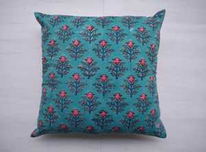 Square Floral Printed Cushion Cover 100% Cotton Handmade Block Print Throw Pillow Cover Decorative <b>Sofa</b> Cushion Case - Product Image 2