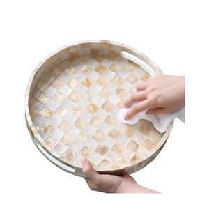 Bandeja de Servir de Lujo con Incrustaciones de Madreperla Hecha a Mano, Bandeja Decorativa para el Hogar, Hotel, Restaurante, para Servir y como Regalo - Product Image 4