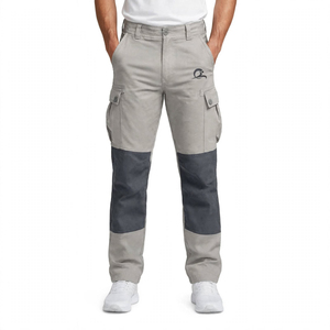 <b>Men</b> <b>Cargo</b> <b>Trousers</b> Straight Leg Mid Waist Drawstring Flat Front Pocket Pants Casual Outdoor Wear 100% Polyester <b>Lightweight</b> - Product Image 1